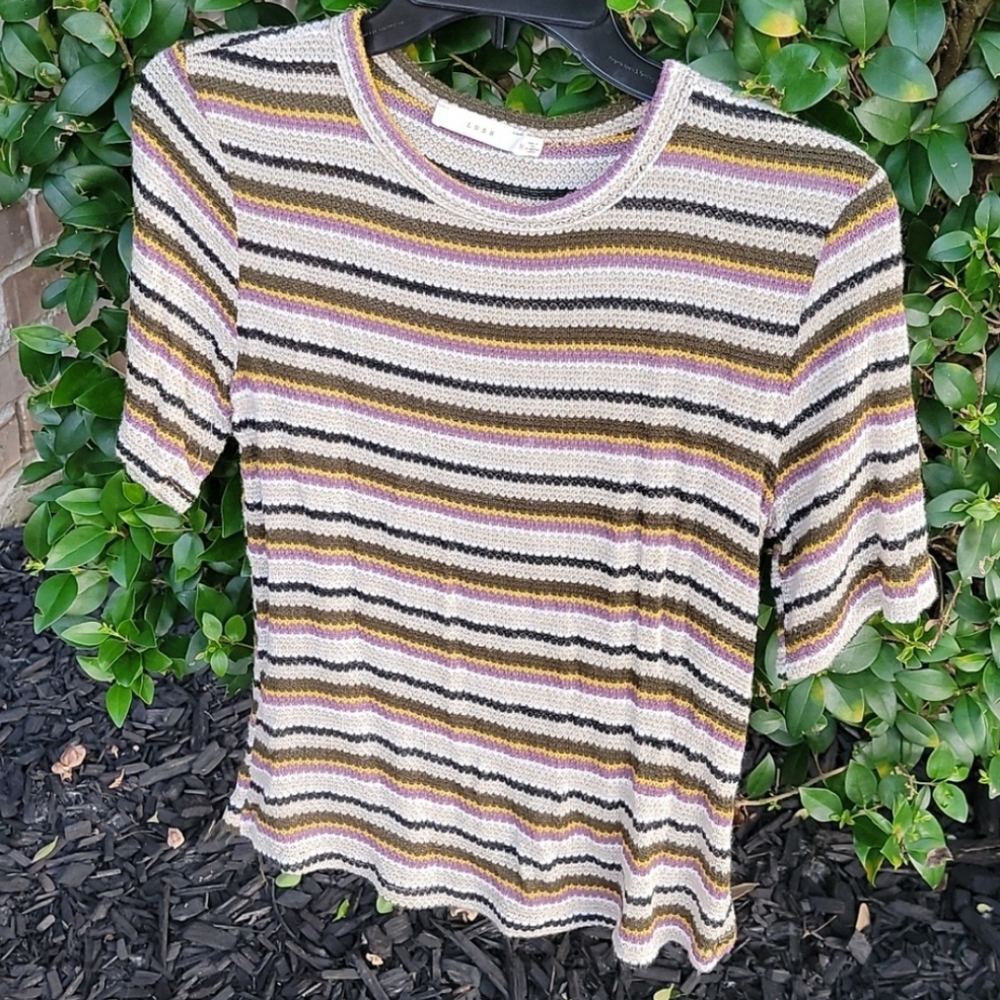 Lush stripe textured waffle top